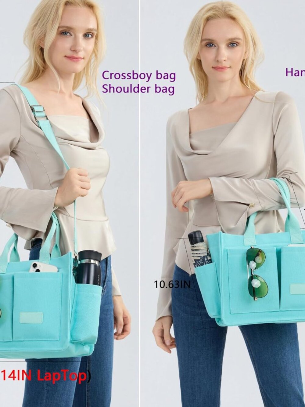 Canvas Tote Bag for Women,Women's Bags Crossbody Bags Work Laptop Tote Bag Large - Picture 2 of 8